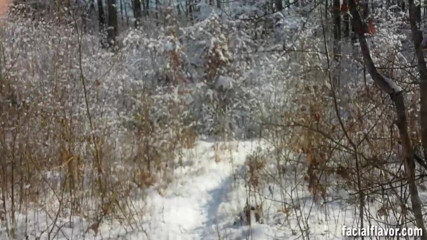 Facial flavor: Sensuale pompino pov all'aperto sulla neve