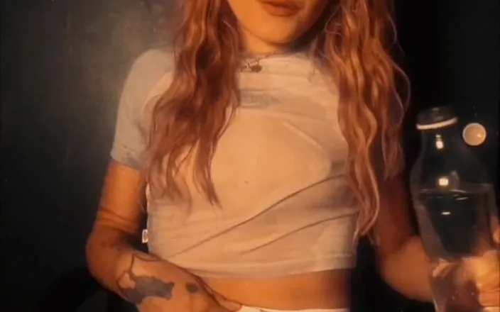 Moondrugz: Horny Slut Pour Water on Herself While Wearing Only White
