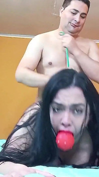 Bondage Sex Featuring Tight Restraints, an Inescapable Red Ball Gag, and Gentle Spanking.