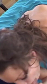 Hot brunette gets to fuck hard and loves a2m