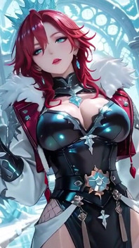 Ice Queen! Red-haired Sorceress Makes a Stunning Entrance in the Crystal Hall, Robe Slightly Open and Staff Tapping Seductively