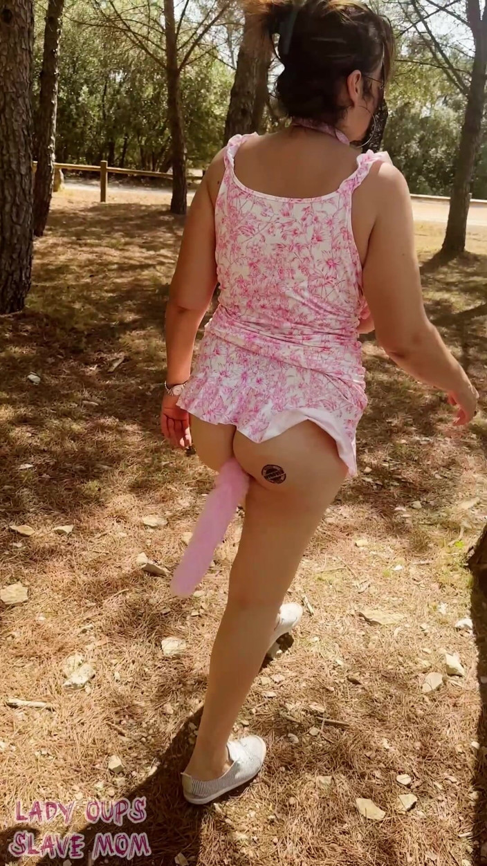 Lady Oups: Buttplug Micro Dress Submissive Collar in the Forest