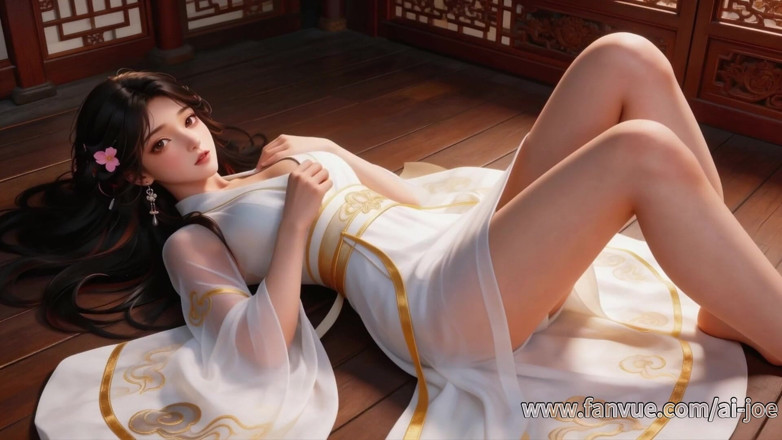 AI-JOE: Ein chinesisches mädchen in altem Kostüm, bestem blowjob, 3p und nippelstimulation,...