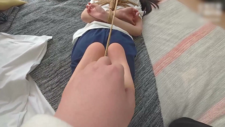 Asian bondage: Cute Barefoot Girlfriend, Rope Restraints, Lower Restraints, Tickling Feet