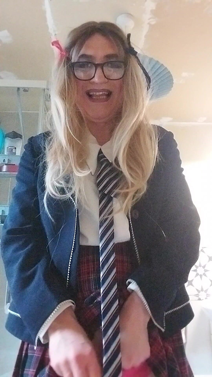 Cindy Belfast: Horny Sissy in Uniform Loves Her Precum