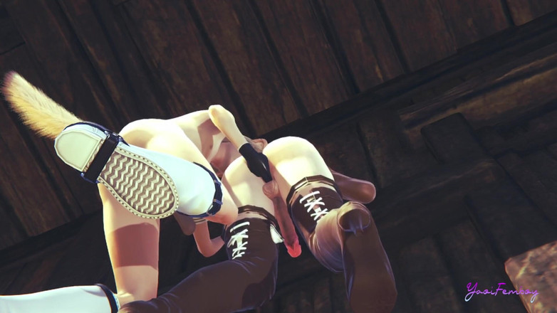 Yaoitube: На титанах Yaoi Femboy - дрочка и трах пальцами Eren