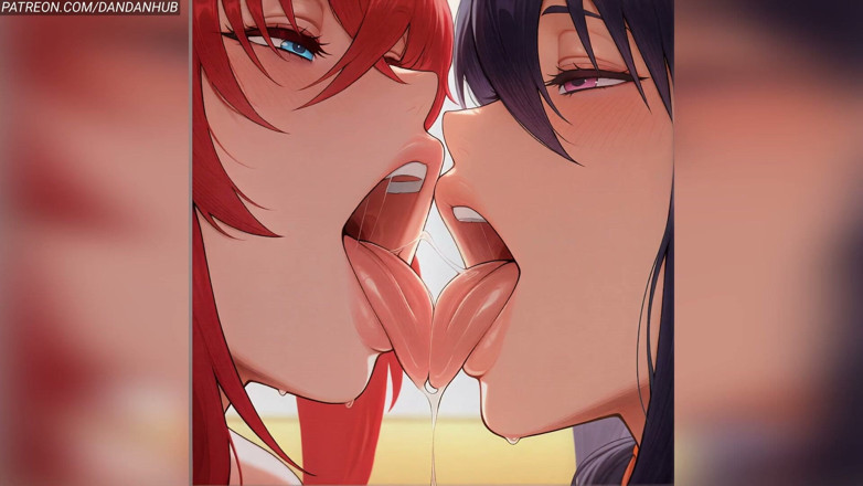 Dandanhub: Rias X Akeno Yuri Hentai - Scena Lesbica Completa Dxd