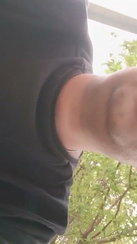 Smoking Outdoor and Showing Balls and Soft Uncut Cock