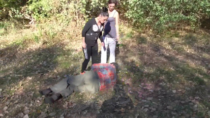 Femdom Austria: Dominant joggers walking their pet slave