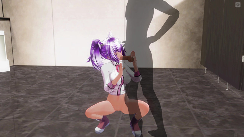H3DC: 3D HENTAI. Universitária chupa pau no banheiro