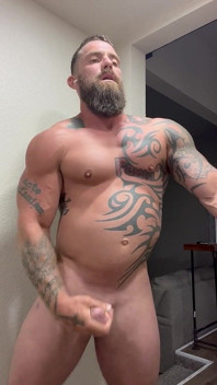 Tattooed Viking Flexes While Stroking for You