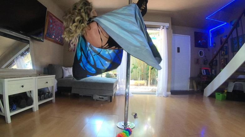 Nasty Nelsons: Pole dancing milf butterfly babe teases the neighbors while seducing...