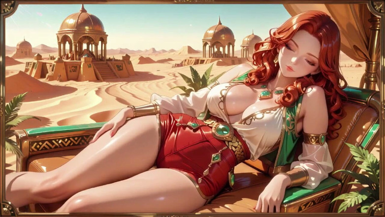Tay Swift X: Lazy Seduction in the Desert Palace, Green and Red Tight...