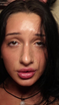 Skinny Brunette Pulled From Pool & Hard Fucked on Couch - Mouth Taped, Squirting Orgasm