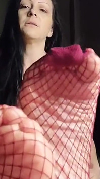 A Topless Treat for the Holidays! Let Me Walk You Through That Orgasm with My Fishnets and Feet. You'll Enjoy This Spicy JOI Gif