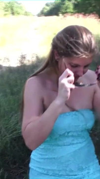 Cuck wife's blowbang in the woods