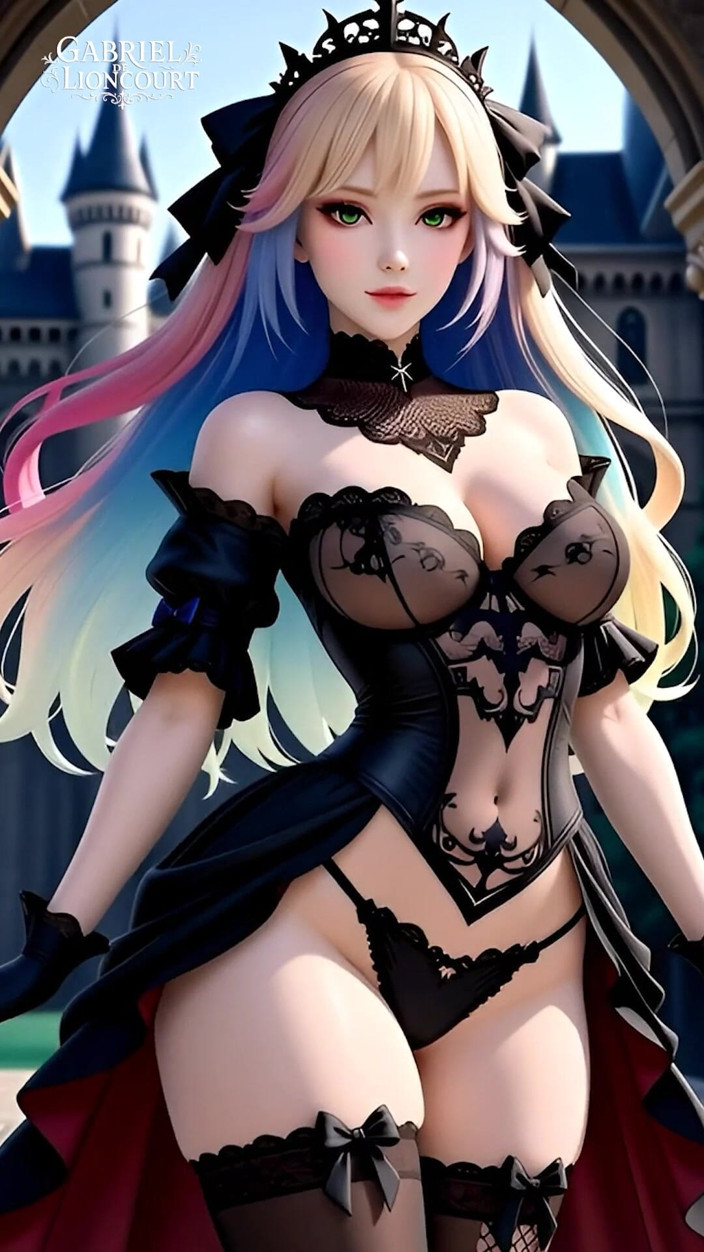 Gabriel de Lioncourt AI: Chicas Góticas Hentai Con El Pelo Tetona Mostrando Sus Grandes...