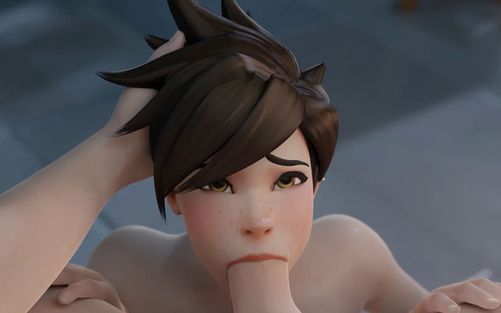 Orlikx: トレーサー&amp;3人の男たち一人ずつ - ゲーム3Dオーバーウォッチポルノをプレイしながらフェラチオ、アナル、セックス