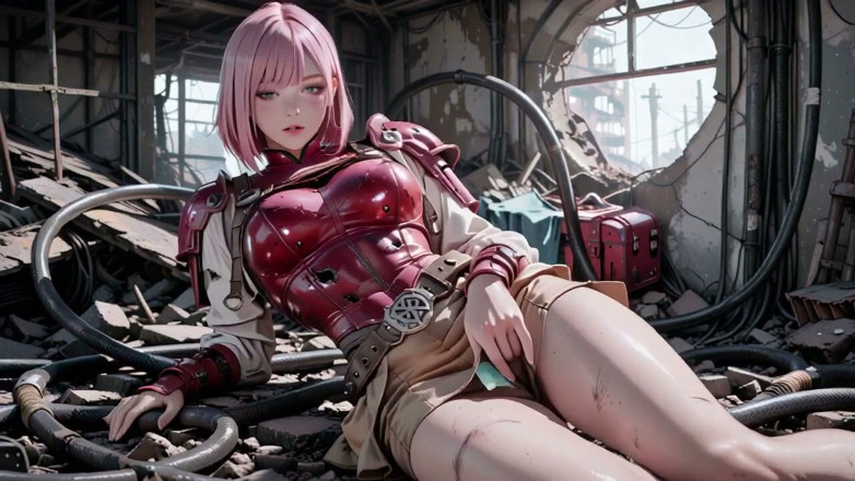 Seraphina Vale: Pink-haired Mech Warrior! the Cold Beauty of the Wasteland