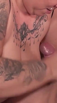 Chubby Tattooed Babe Gets Gangbanged in Hotelroom by Big Cocks