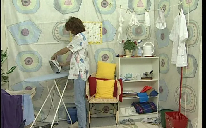 YOUR FIRST PORN: My Cleaning Lady Marlene Jerks off in the Washroom
