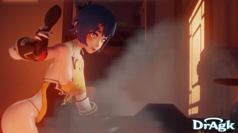 DrAgk: Timeskip xiangling dientot di dapurnya sendiri - versi hilichurl alt animasi 3d