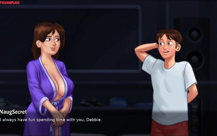Naughty gameplays: Het kijken naar een film met zijn sexy rijpe milf...