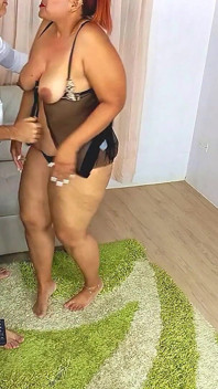 BBW Stepmom Gets Cock From Her Stepson on the Couch