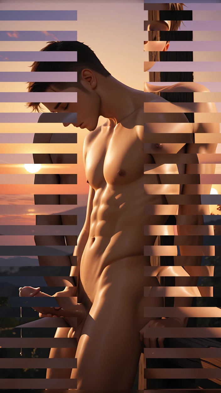 LustMen: This Slim Toned Nude Man with Huge Erected Dick Will...