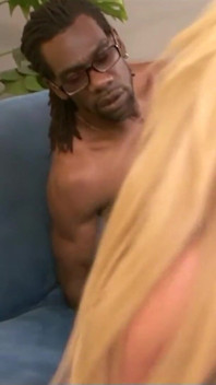 A Sexy Big Tits Horny Blonde Deepthroats a Big Black Cock and Gets Hardcore Fucked.
