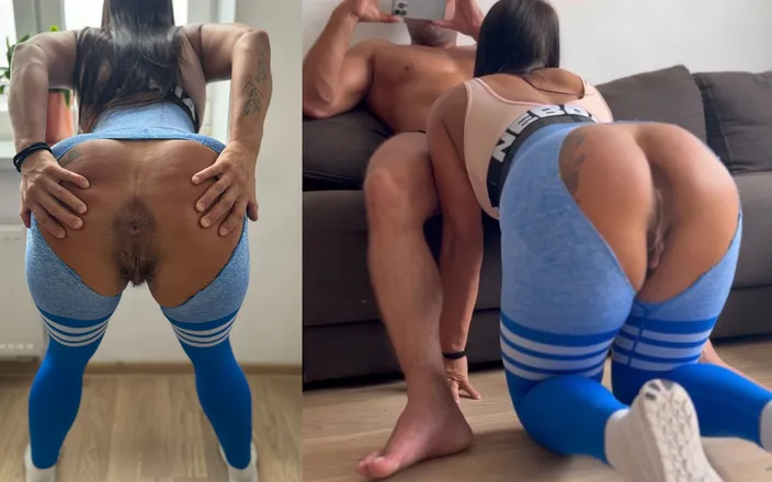 Julia fit: Sportovní dívka s chlupatou kundičkou si roztrhá legíny pro sex