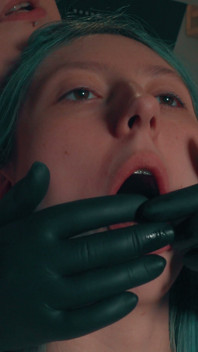 Dirty Sock Gag Hand Over Mouth - Stepmom Punishes Skinny Stepdaughter in the Kitchen