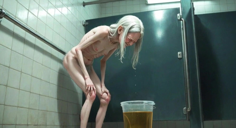 YOUR BEST FANTASY: Old Granny Public Pissing in Bucket - Hairy Wet Pussy &amp; Real...