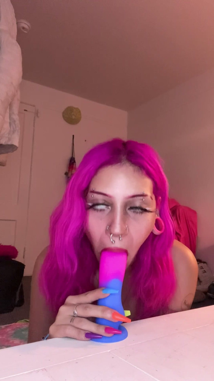 Nali Marie: Teen Whore Gags on Thick Dildo Until She Howls