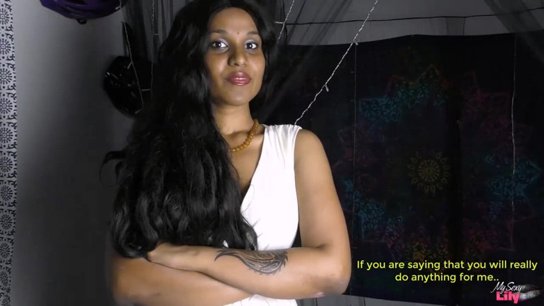Sexy Lily: Dark skin Indian girl Lily a naughty pornstar striptease masturbation (Indian...