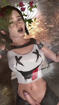 Ellie Riding Lara Crofts Brzuch Bulger Futa Dick / Bonus Ellie's Non Stop Cum Scena