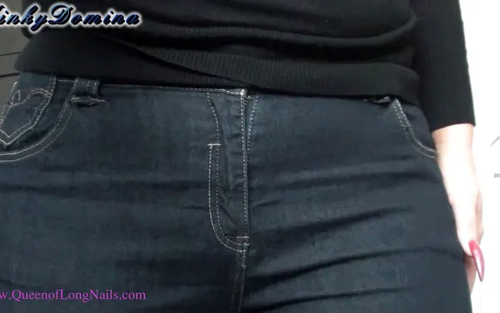 KinkyDomina: Pink Stiletto Nails Caressing Sexy Ass in Jeans
