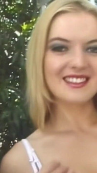 Blonde Slut Deepthroats Cock with Tears Streaming Down