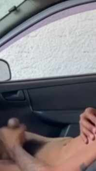 Brunette Jerking off in the Car