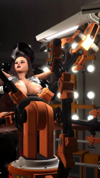 Sci-fi fuck machine! Male android fucks hard a young sexy brunette in the lab