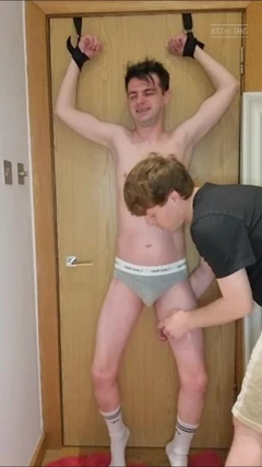 Tied to the Door and Tickled Until I Wet Myself