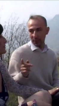 Brunette mature enjoying in threesome outdoor smash