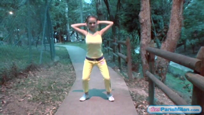Teen Paris Milan: Paris Milan night stretching!