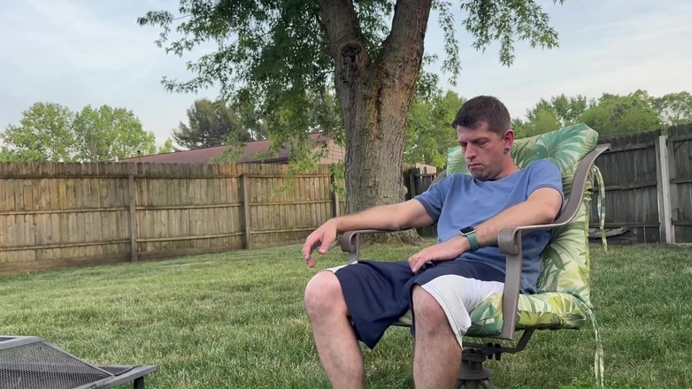 Jeffrey Jaxxon: Backyard Cumshot - Jeffrey Jaxxon Jerking by the Firepit, Neighbors Outside