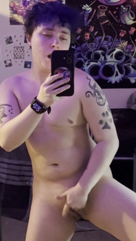 Ftm Trans Man in Mirror Nude Masturbating