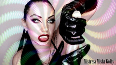 Goddess Misha Goldy: Moje lesklé rukavice tě vlastní! Silné šukání a joi