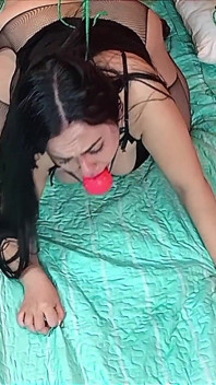 Bondage Sex Featuring Tight Restraints, an Inescapable Red Ball Gag, and Gentle Spanking.