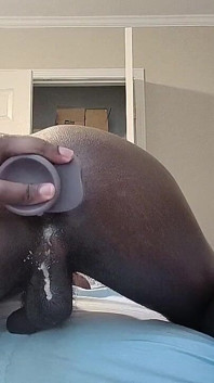 Bubble Butt Femboy Farting and Creaming in BBC Dildo
