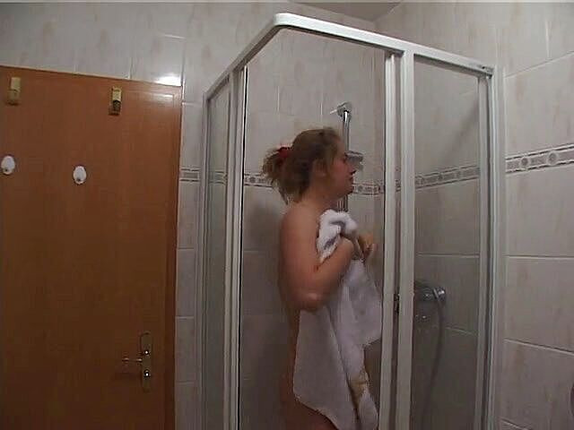 Lucky Cooch: Busty blonde taking a shower