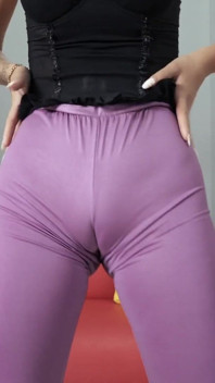 Holy Ass! Jiggly Bubble Butt Latina in Tight Purple Leggings!
